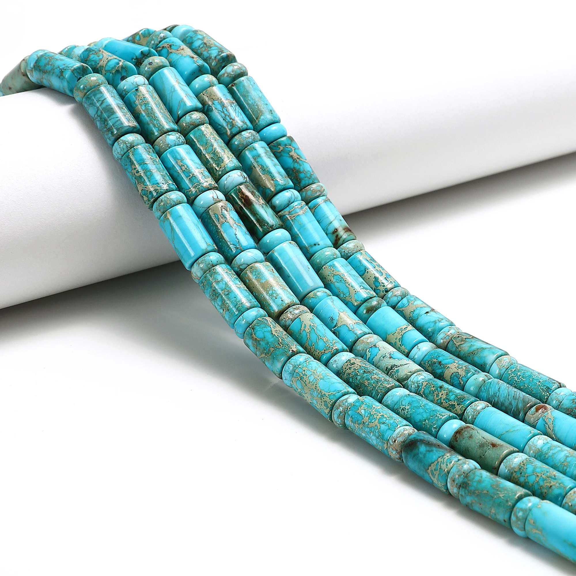 4x13mm 6x10mm Blue Sea Sediment Imperial Jasper Natural Red Creek Jasper Stone Rectangle Cylinder Tube Rondelle Beads for DIY