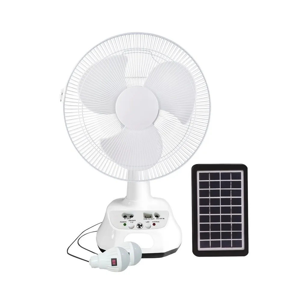Energy 12 Inch Emergency Charger Solar Table Fan Desk Fan Rechargeable Car Quantity Copper OEM Motor Acid Power Battery Time Air