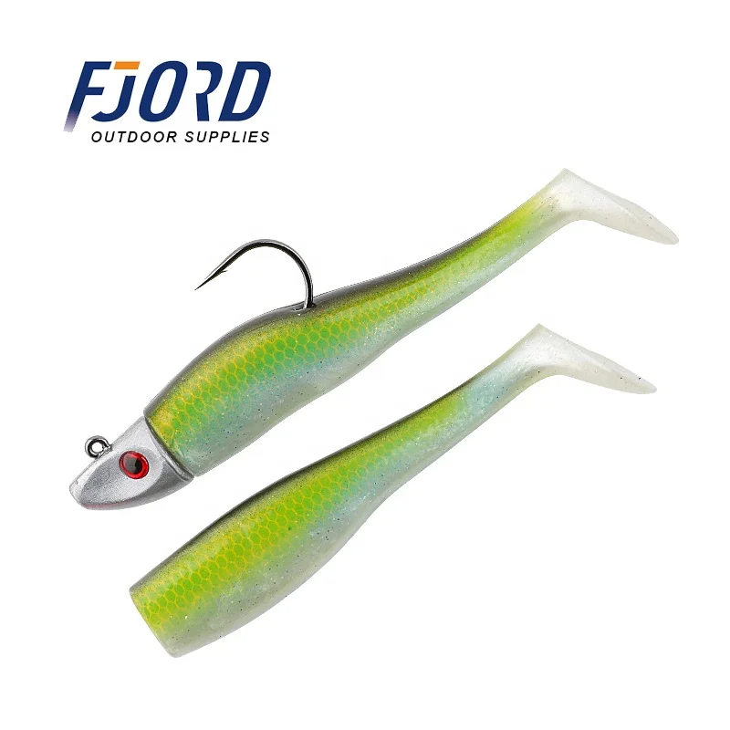 FJORD Wholesale 1.5 oz Lead Jig Head Sea Bass Soft Lure with Worm Hook Soft Jig Trolling Lure Saltwater