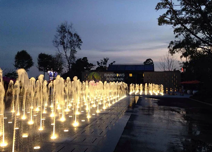 Small dancing garden musical fountain rectangular water fountain with RGB lights