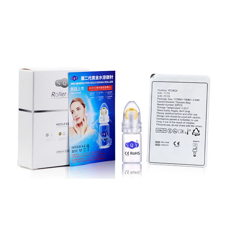 Babyly 2021 Лидер продаж! Оборудование для красоты лица 2-го поколения микро иглы Золотой Дерма ролик для отбеливания кожи Осветляющий шрам