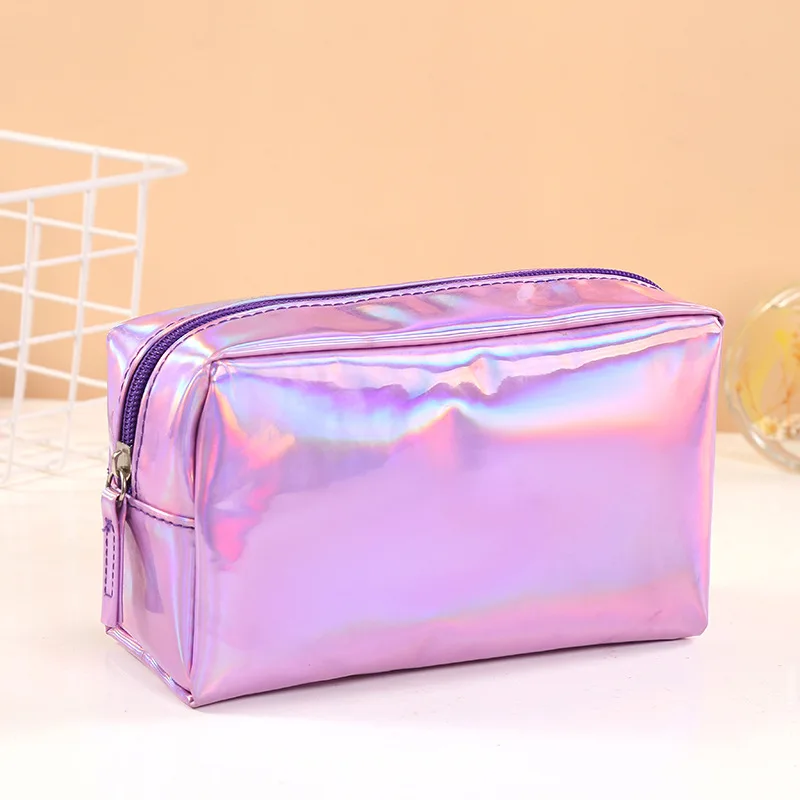 Holographic Iridescent Makeup Pouch Portable Waterproof Cosmetic Bag Set for Girls Teens Bridesmaids Clear Organizer Pouch for T