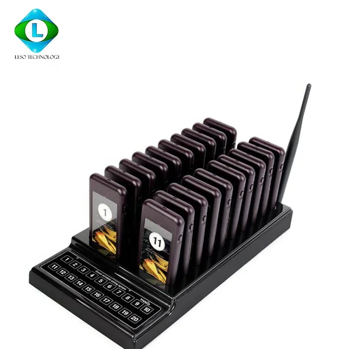 New wireless Waiter Call System pager for restaurant,food stores,hotels,cafes with 20 pieces of pagers