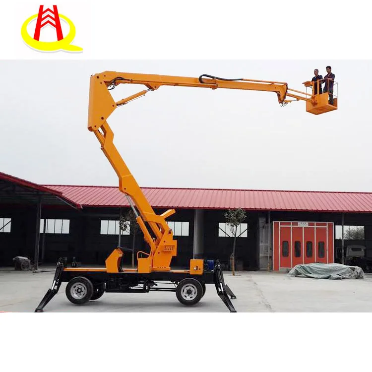 8m 10m 12m 14m 16m Towable Boom Lift For Sale Trailer Mounted Boom Lift Used Cherry Picker