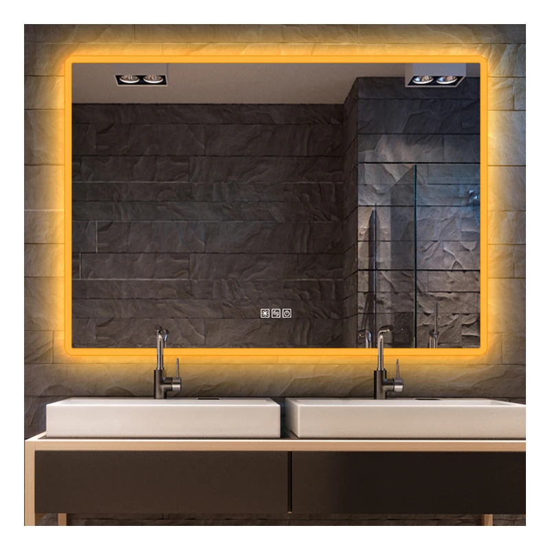Professional Design Hotel Smart Frameless Touch Screen Dimming Light Modern Bathroom Led Backlight Mirror