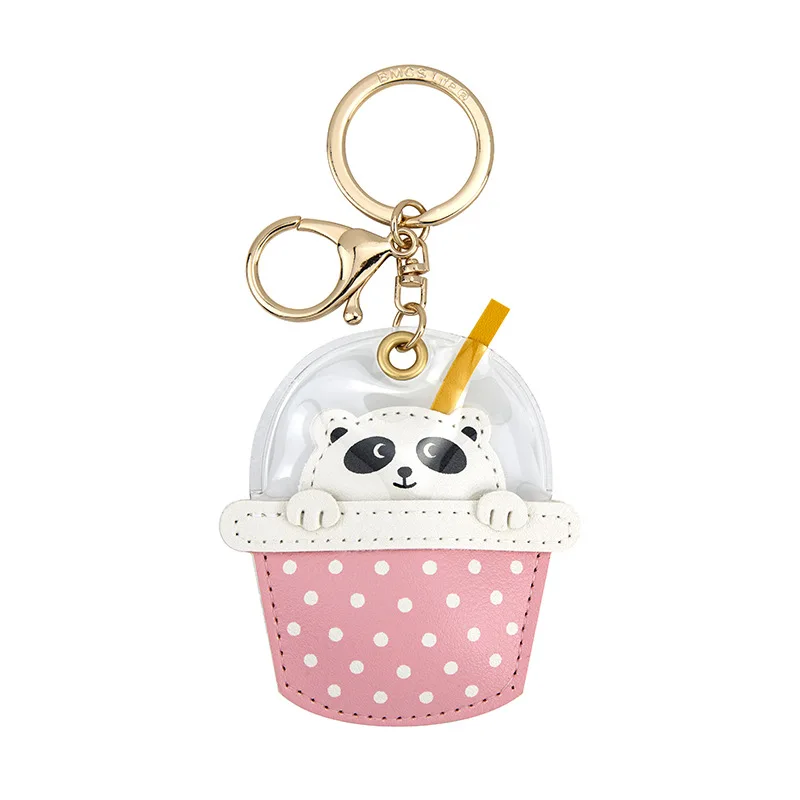 bamen cartoon PU leather keychain custom cute car pendant texture chain bag hanging decoration small gift