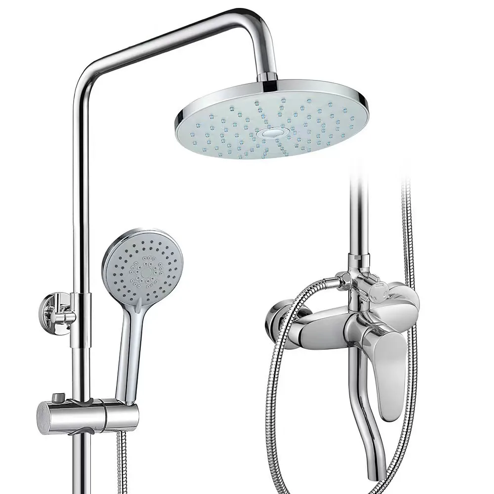 Competitive Price Chrome Brass Bathroom Hot Cold Water Round Shower Head Wall Mounted 3 Functions Shower Set Rain