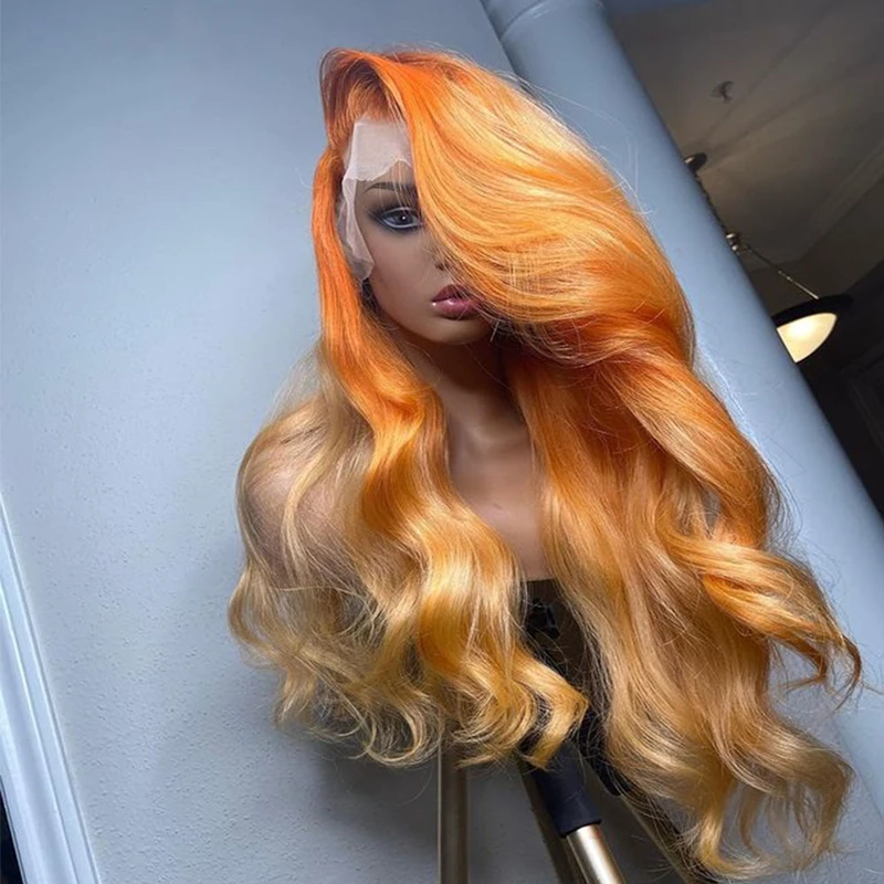 Transparent HD Lace Highlight Loose Wave Ombre #613 Orange Color Lace Front Wig With Baby Hair Virgin Brazilian Human Hair Wigs