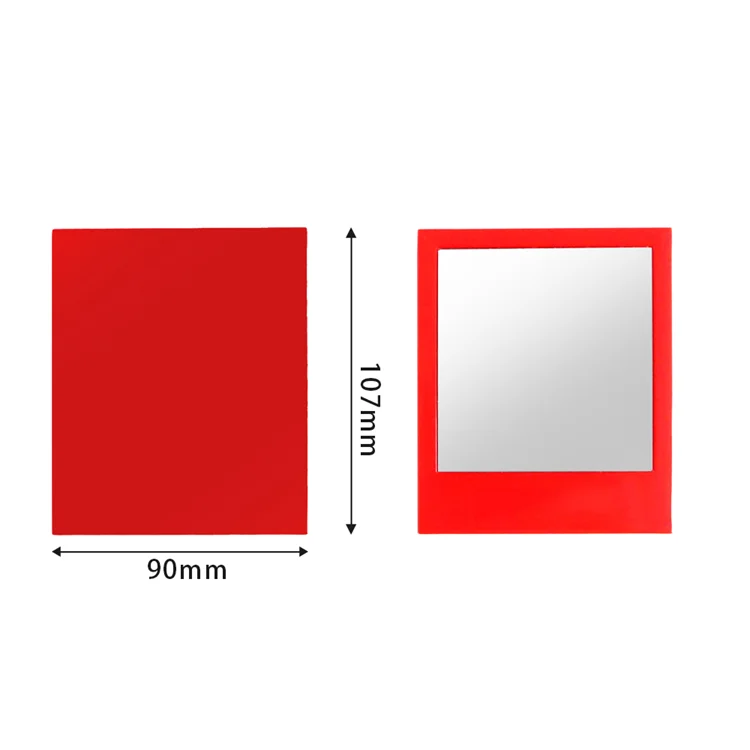 Fashionable Gift Red square Portable Abs Plastic Single side Handheld vanity Compact Mirror