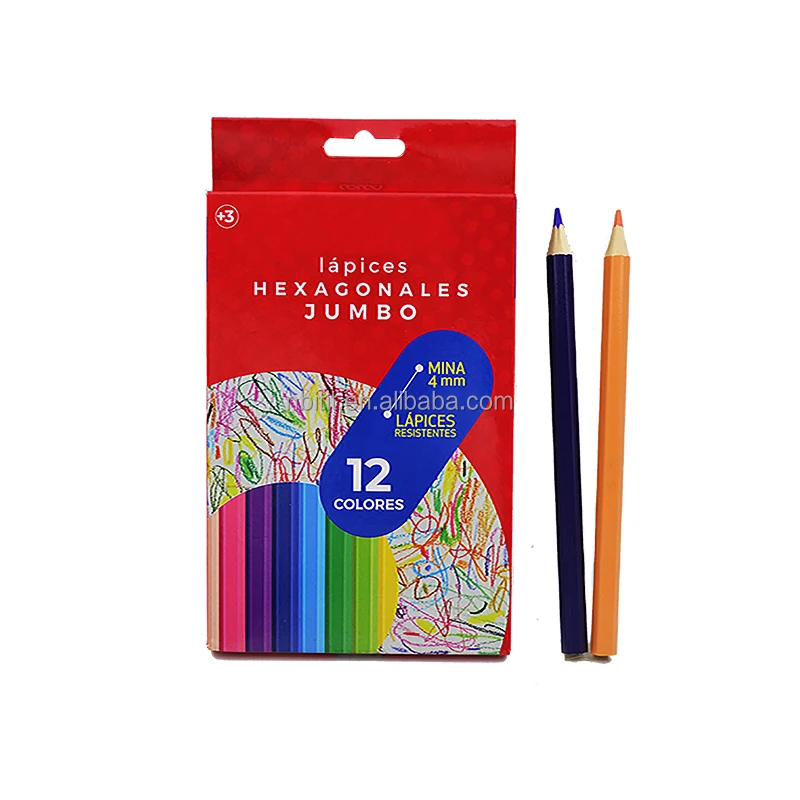 Hot sale non toxic 12pcs high quality cheap price promotion Jumbo triangle color pencil for kids and school