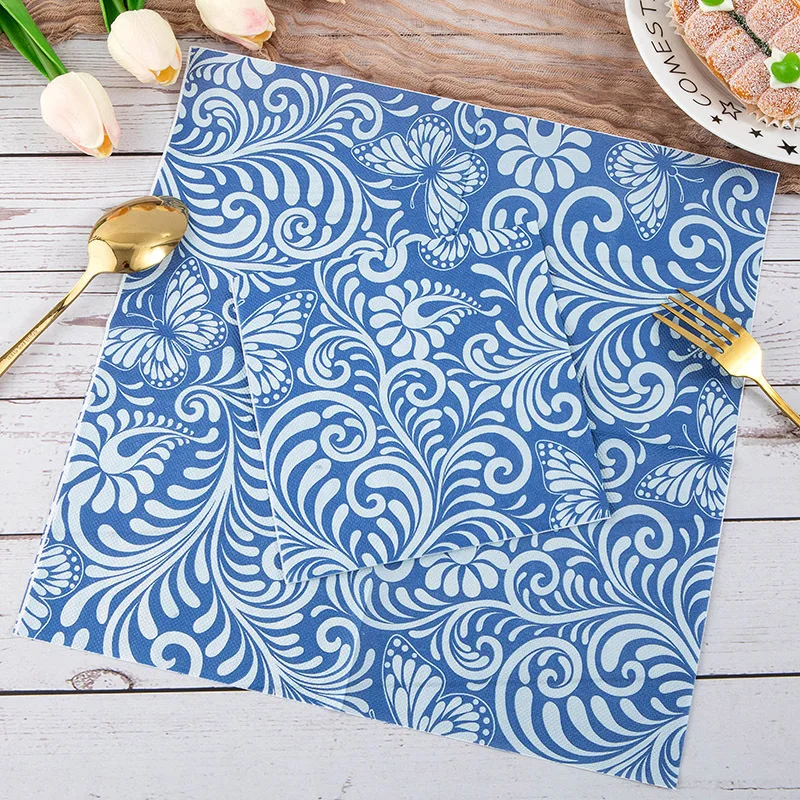 Floral design paper napkins for wedding party banquet decor 100% raw wood pulp cocktail paper towels