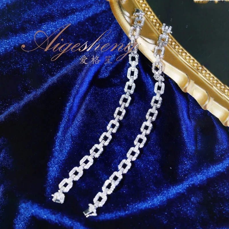 Aigesheng New Products Fine Jewelry Solid Gold Bracelet Natural Diamond 18K White Gold Real Bracelets