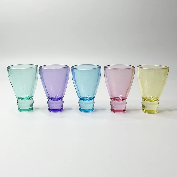 45ml Crystal Eco-friendly colored unique shape bottle cup shot glasses Special Design Creative Beer Bottleneck whisky Shot Glass