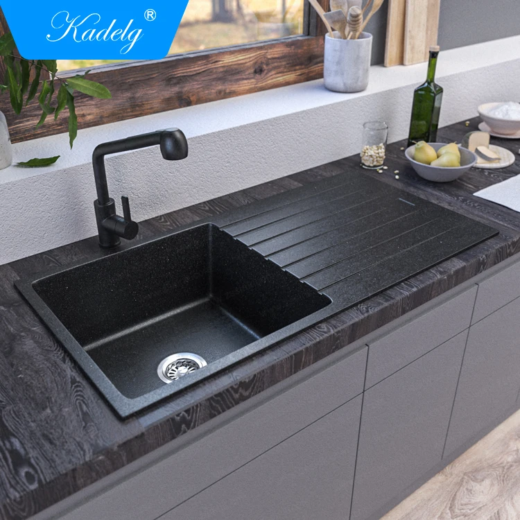 China Sanitary Ware Wholesale Inset Topmount Stone Black Kitchen Sinks Bunnings with Cover