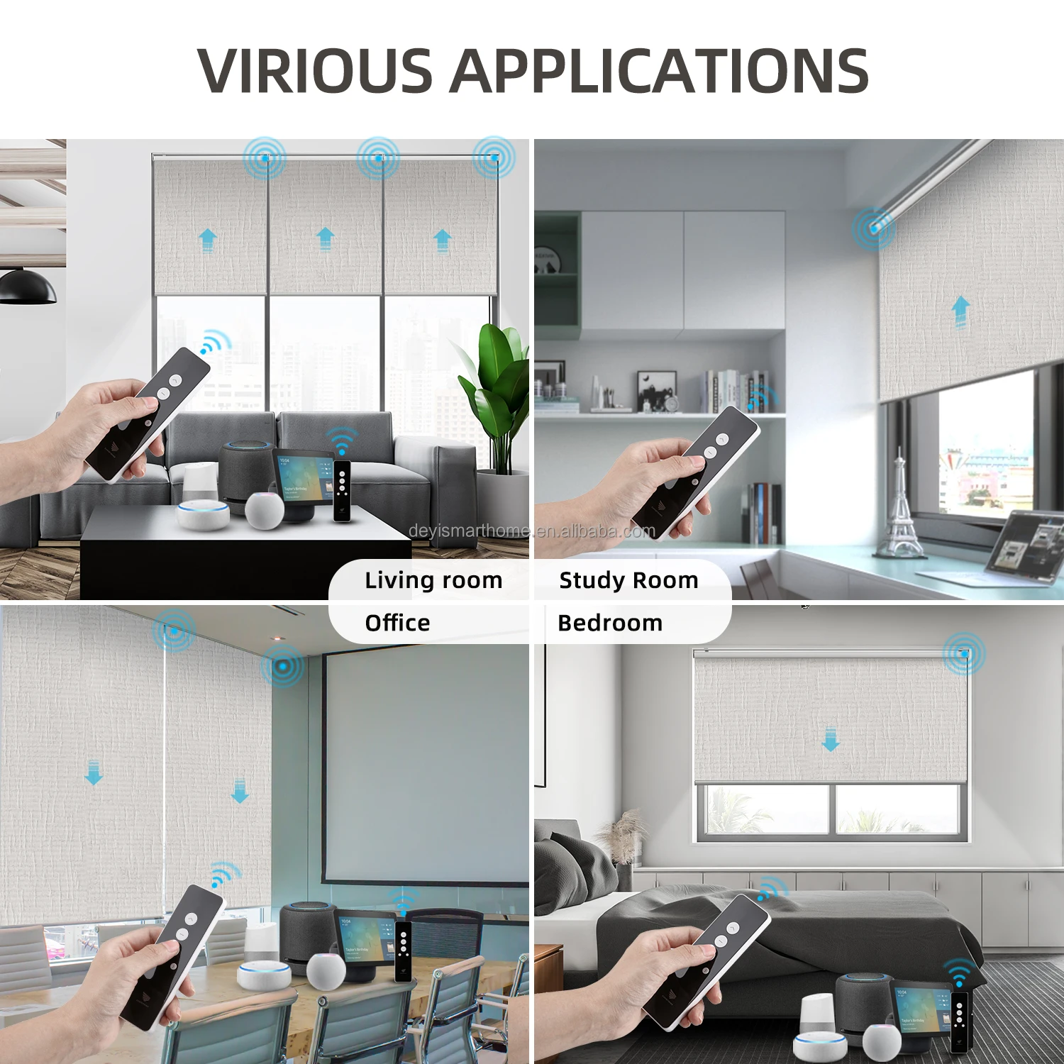 Blackout Zigbee Remote Control SmartThings Motorized Indoor Outdoor Smart Roller Shades Blinds Smart Home Kit Fireproof