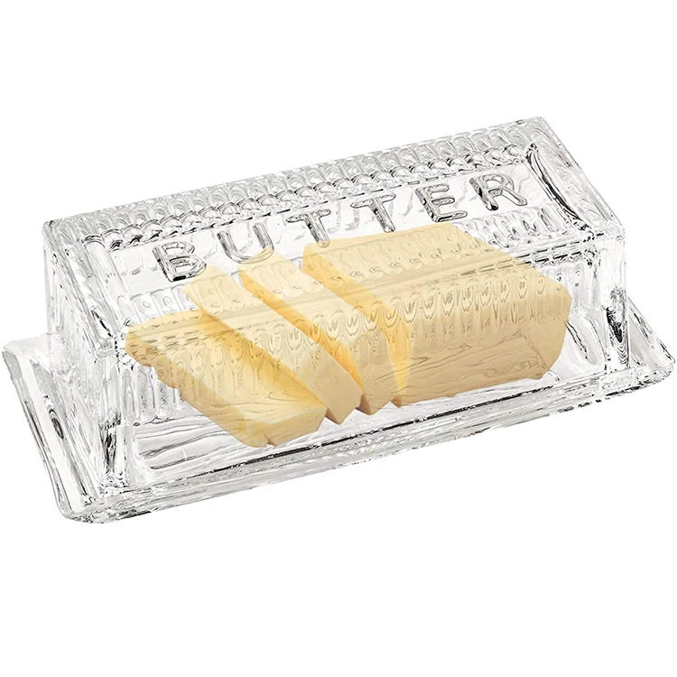 
Wholesale Customized Classic 2-Piece Design Butter Keeper covered leadfree glass butter dish with lid 