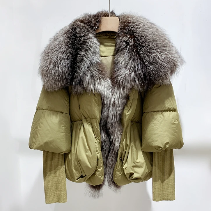 Jancoco Fashion Big Real Fur Collar Women Bubble Down Puffer Coat