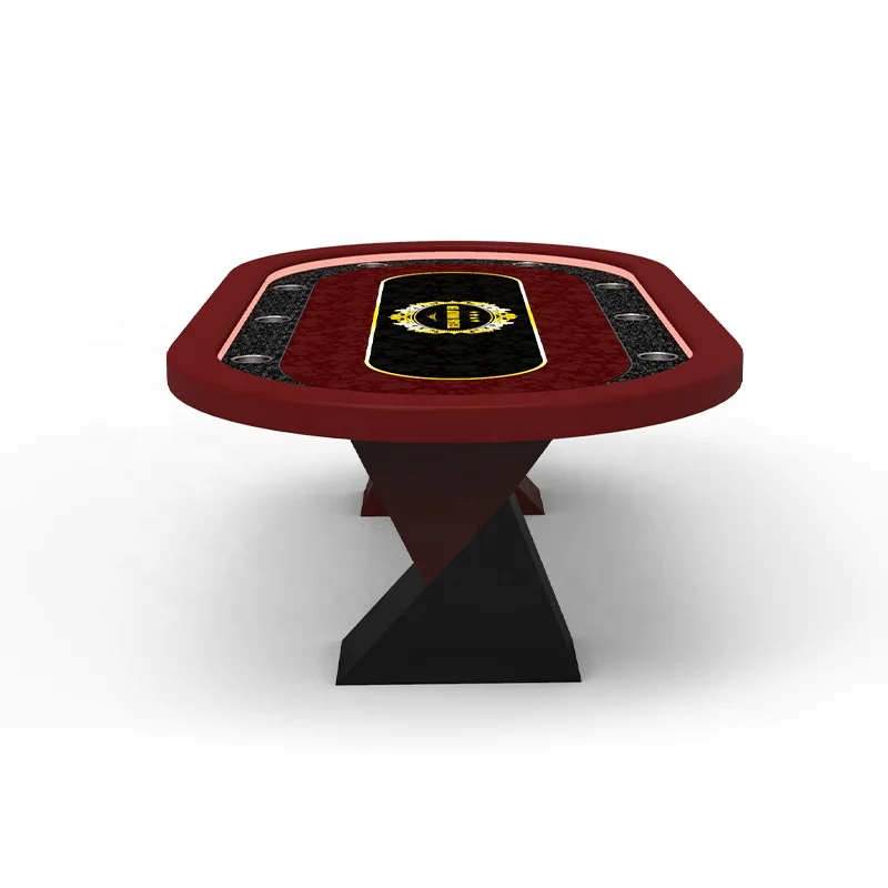 YH 10 Seats Factory Price Casino Led Lighting Table Top Texas Poker Table With Blocks Solid Wood Legs For Sale
