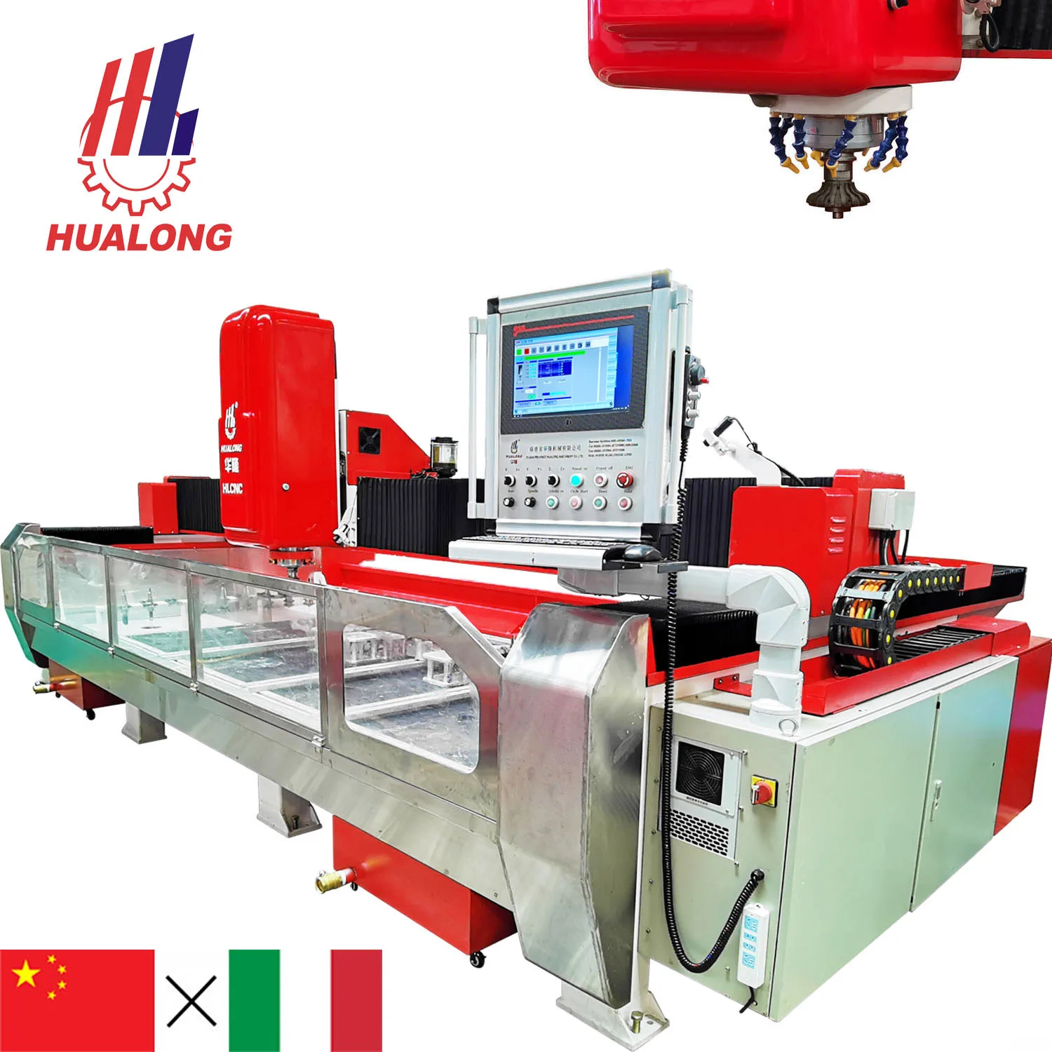 Каменное оборудование HUALONG HLCNC-3319 обрабатывающий центр с ЧПУ 3-осевой фрезерный станок кромкопрофильный мрамор и гранит
