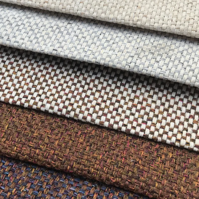 New coarse linen yarn-dyed sofa fabric imitation cotton linen interwoven plain weave small fresh pillow cloth cushion cloth