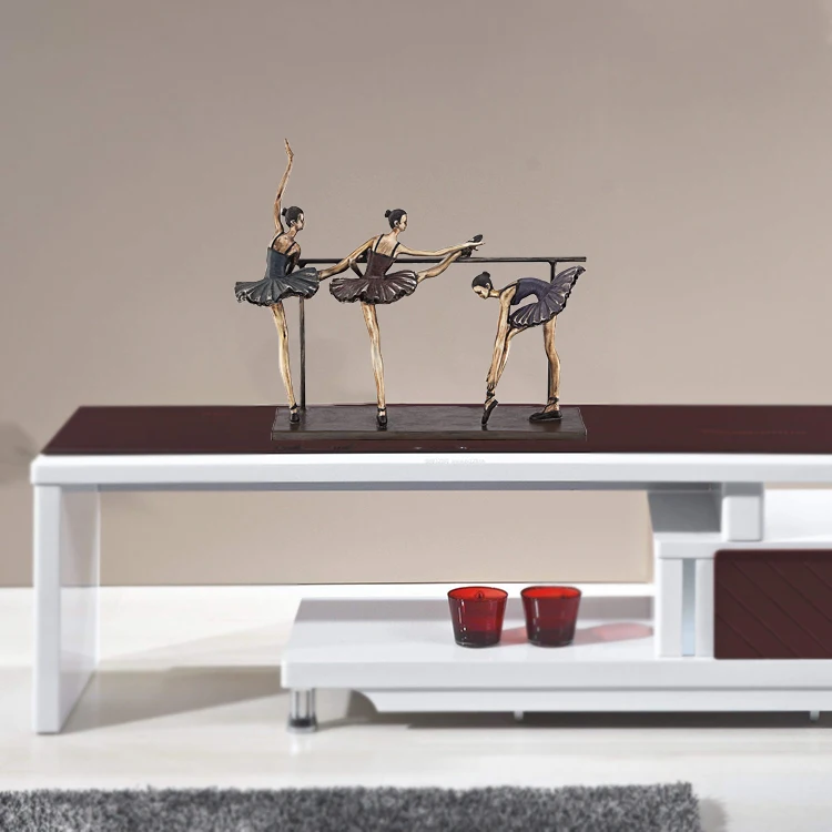 Wholesale home tabletop decor resin ballet dancer stretching sculpture ballerina figurine&