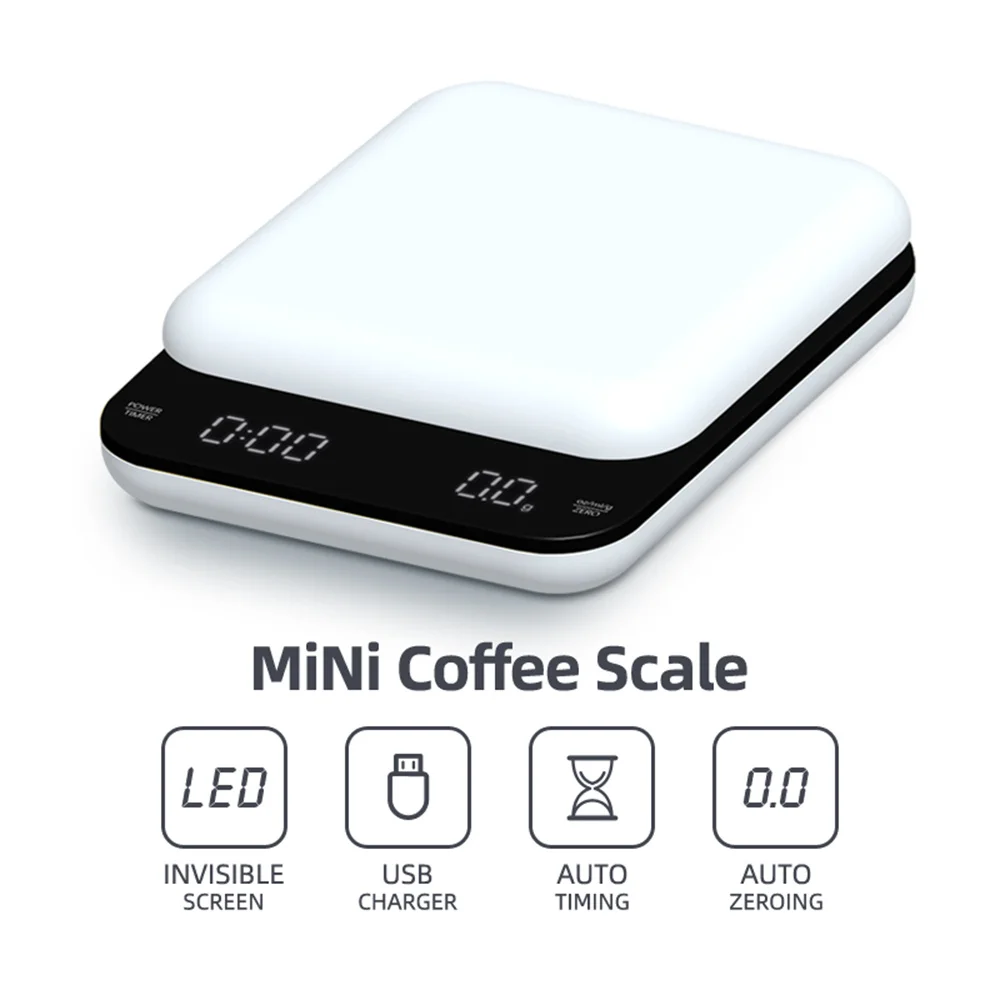 Electronic Smart Pocket Kitchen Food Weighing Digital Barista Espresso Coffee Scales With Timer
