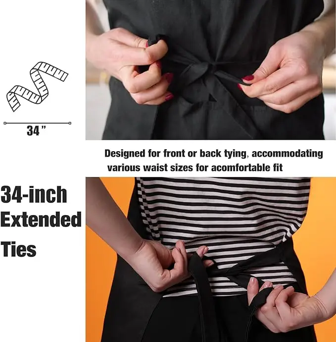 Custom Printed Logo Kitchen Cooking Chef Apron For Nail Techs Customized Salon Barber Work Waitress Apron