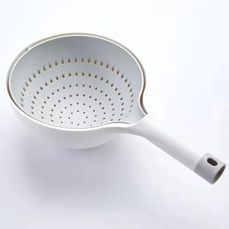 Rotatable Double Layers Vegetable Fruit Washing Kitchen Plastic Drain Basket
