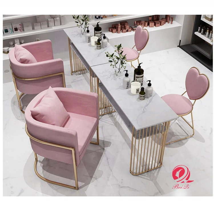 
Modern ultra double pink vintage nail station furniture manicure table 