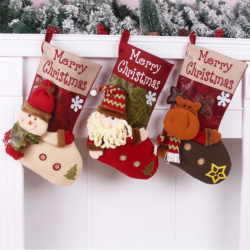 Christmas socks Santa Claus snowman reindeer snowflake Christmas gift bag Christmas decoration socks