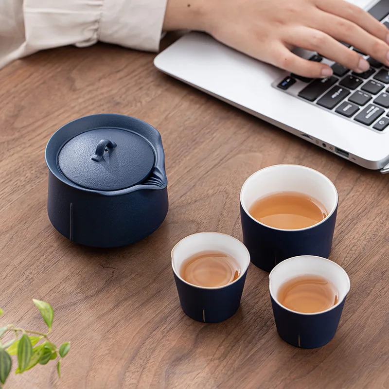 Travel Ceramic Tea Set Teacups Set,with Tea Caddy and Portable Tea Bag