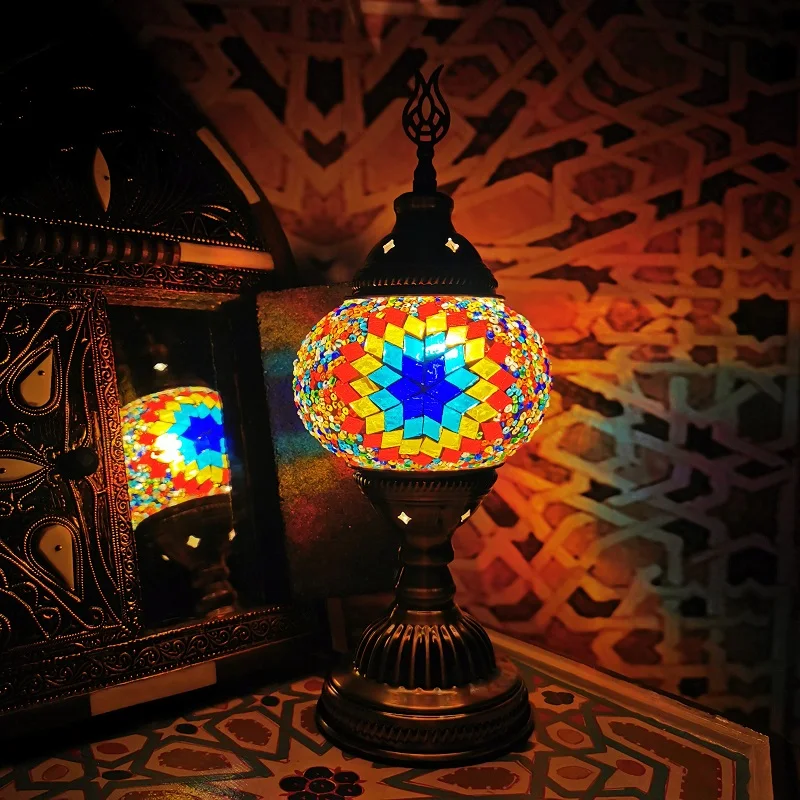 2020 New Mosaic Lamp Turkish Table Lamp Retro Bedroom Living Room Restaurant Hotel Guest House Hotel Lighting Homestay