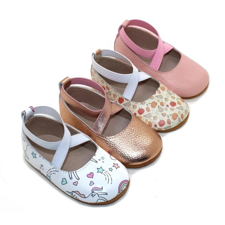 Genuine leather rose golden ballet shoes kids ballet flats