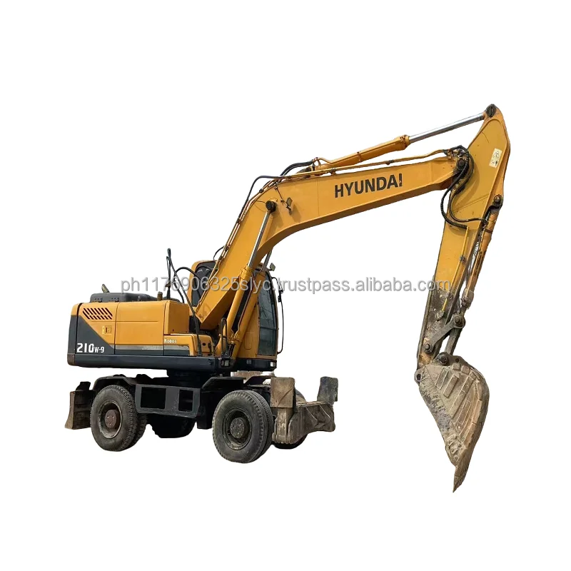 21 Ton Wheeled Digging Machine Used Hyundai R210W Wheel Excavator 210-9 210W-9