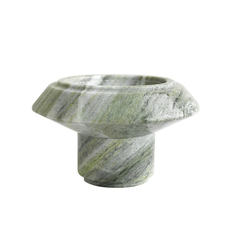 Stonekocc Customized Modern Luxury Green-Black Natural Marble Fruit Plate Small Home and Kitchen Desktop Decorations for