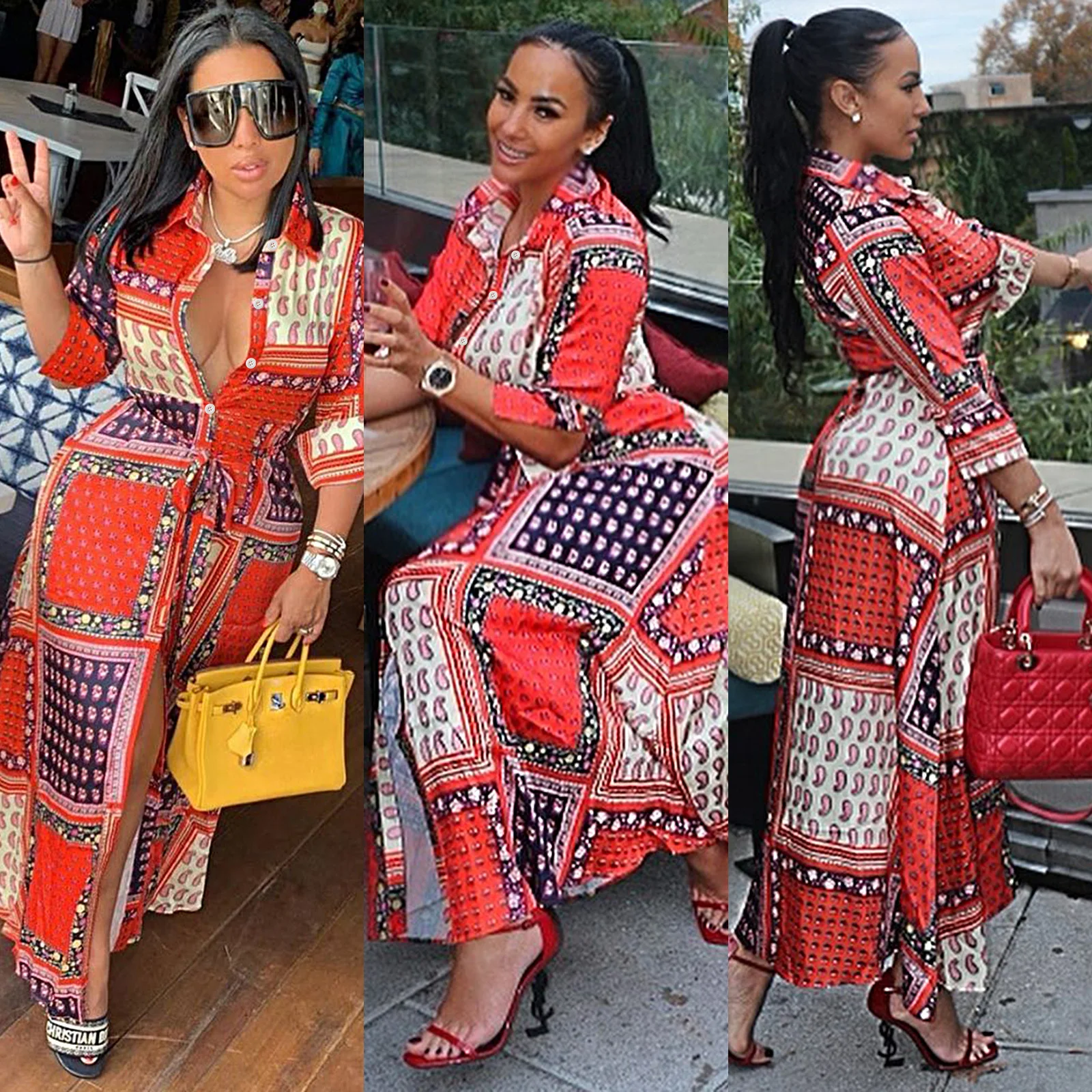 Evawanna INS fashion new printing high quality long coat for women coats for women