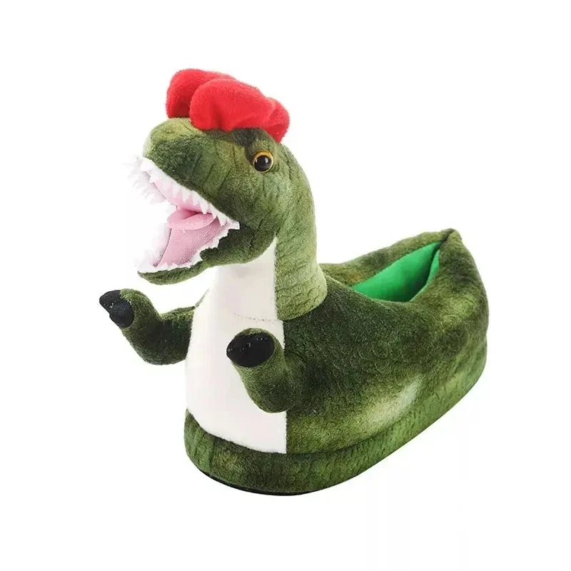 Funny Dinosaur Design Slippers For Women Indoor Home Parent-child Furry Shoes Slides Gifts Winter Unisex House Cartoon Slippers