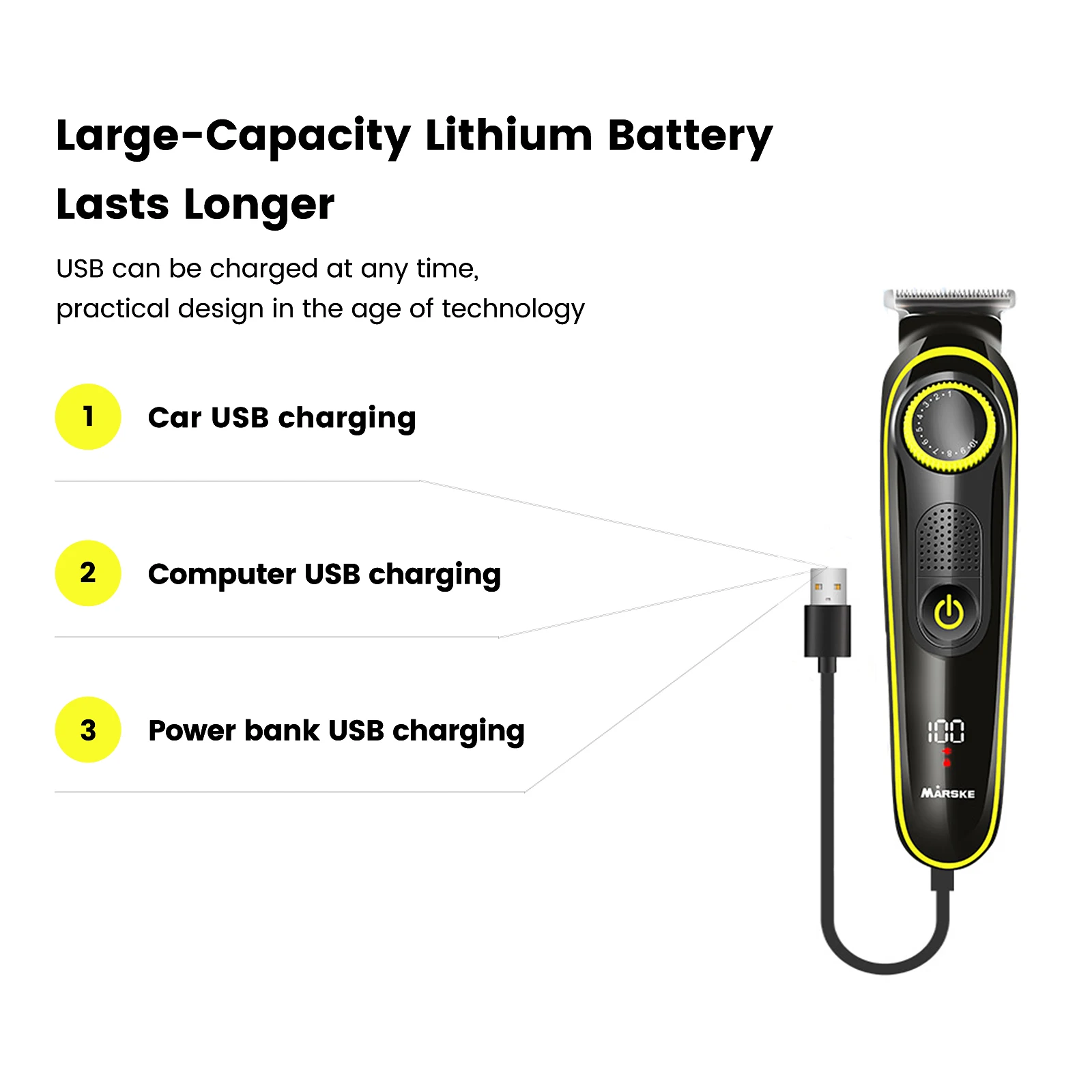 2022 Factory New Private Label Lower Price USB Charging Men Adjustable Strong LED Display Hair Trimmer Wire Clipper