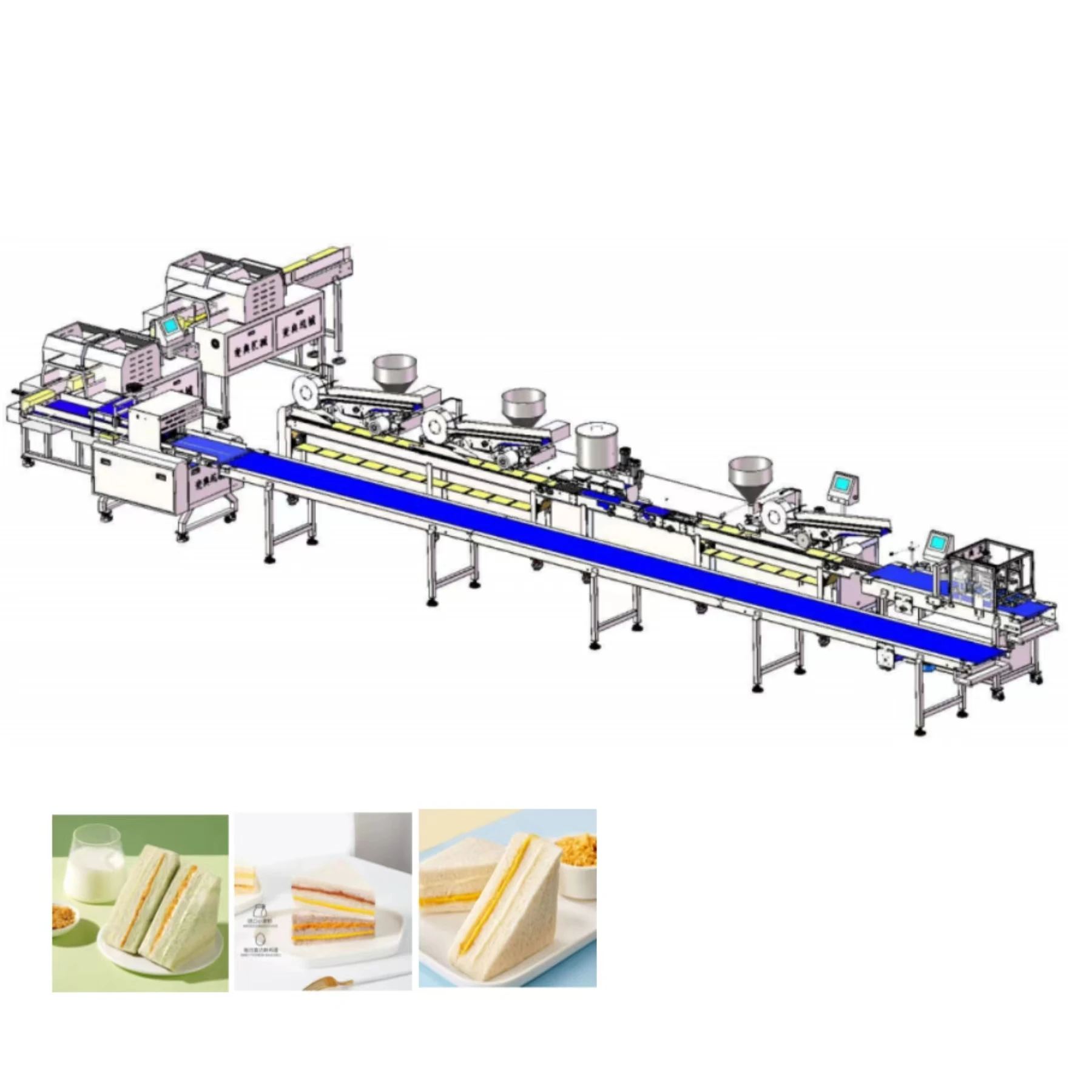 ADMF Fully Automatic Sandwich Cake Product Line Bread Cutting Machine Bread Filling Machine Sandwich Cutting Machine