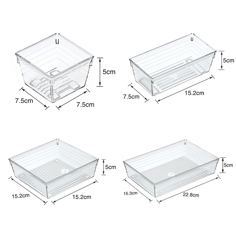 Durable 15PCS Drawer Organizer Plastic Home Office Drawer Divider Stackable Storage Tray for Makeup Sundries Utensils