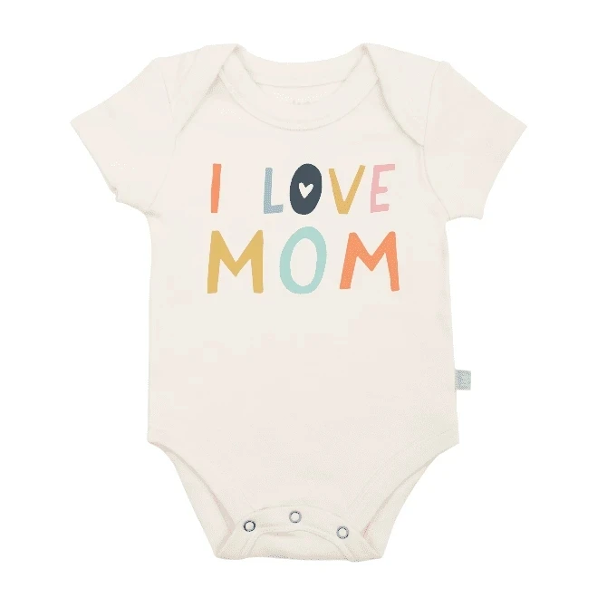 High quality 100% Organic Cotton newborn baby short sleeve bodysuit I love papa mama