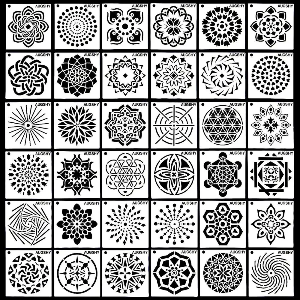 36 pcs DIY Creative mandala Stencils Templates Reusable Plastic Craft Drawing Painting Template