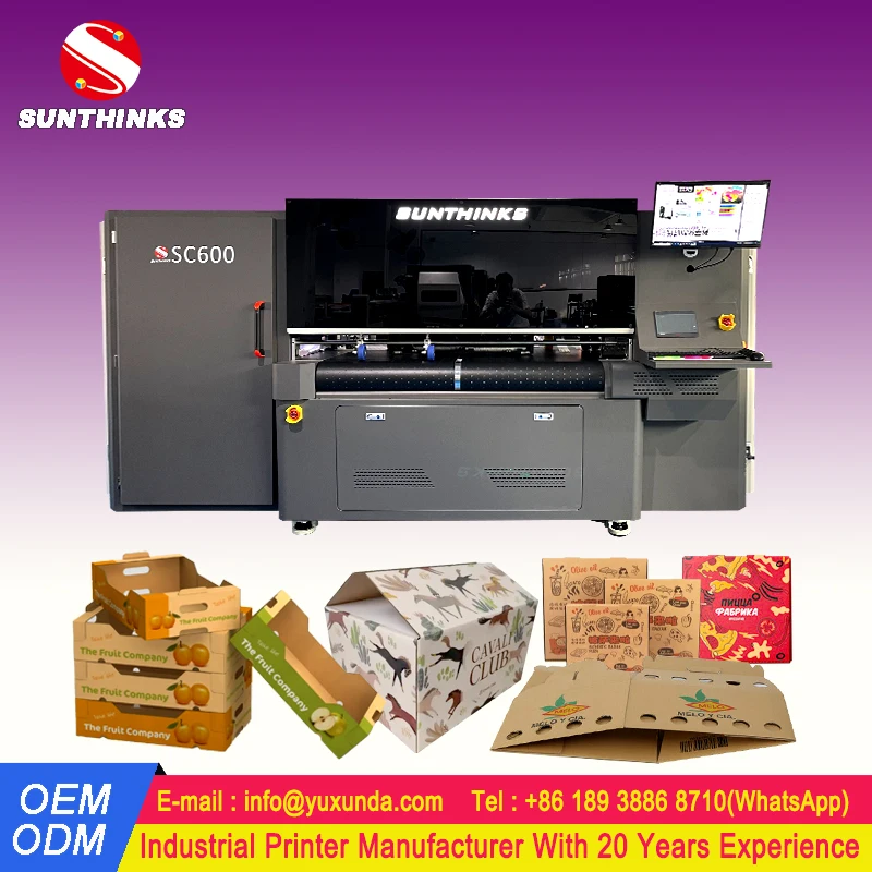 Sunthinks SC600 Digital Single Pass Large Corrugated Carton Box Inkjet Printing Machine With New OEM A3 Printbar By HP
