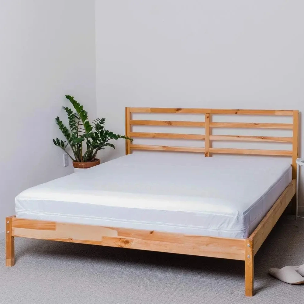 Premium Cooling vinyl Free Bed Bug Mattress Cover With Zipper   Cooling Fitted  Breathable Noiseless mattress encasement