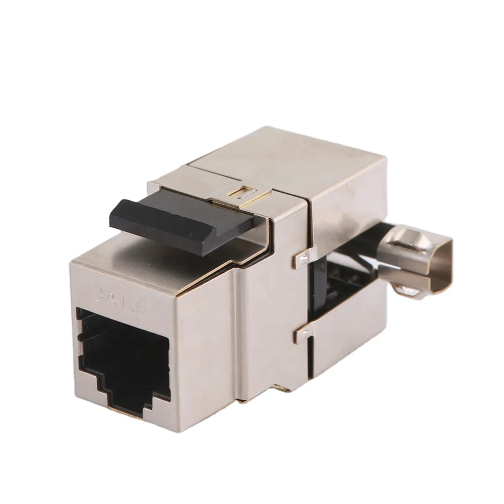 Terminating CAT6 shielded 180 degree Keystone Jack CAT6 RJ45 Connector modul