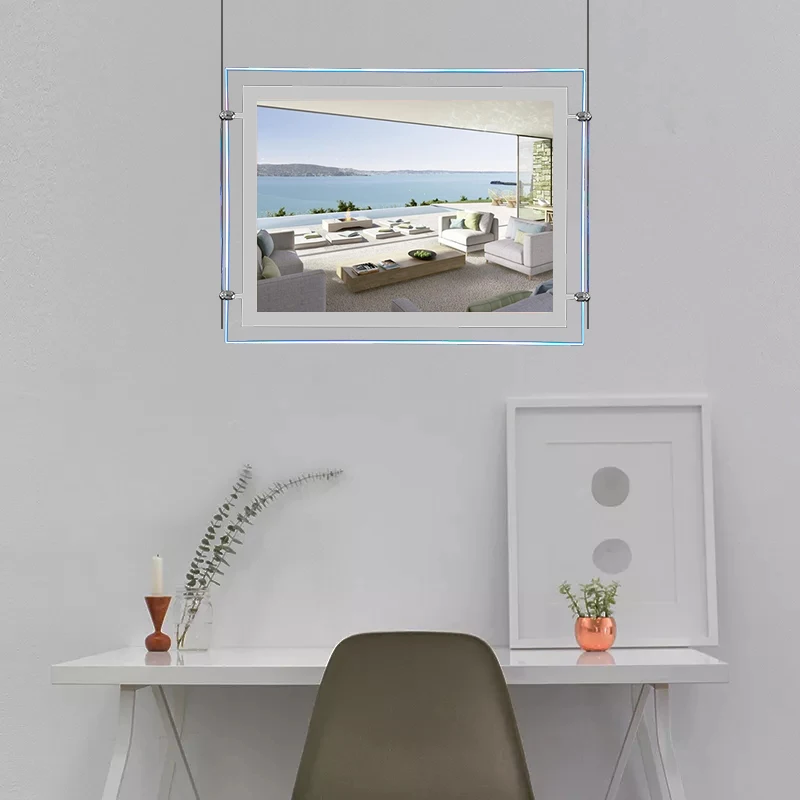 Super Slim Clear Frame Frameless Led Crystal Frame Led Backlit Light Box Advertising Real Estate A4 Crystal Acrylic Light Box