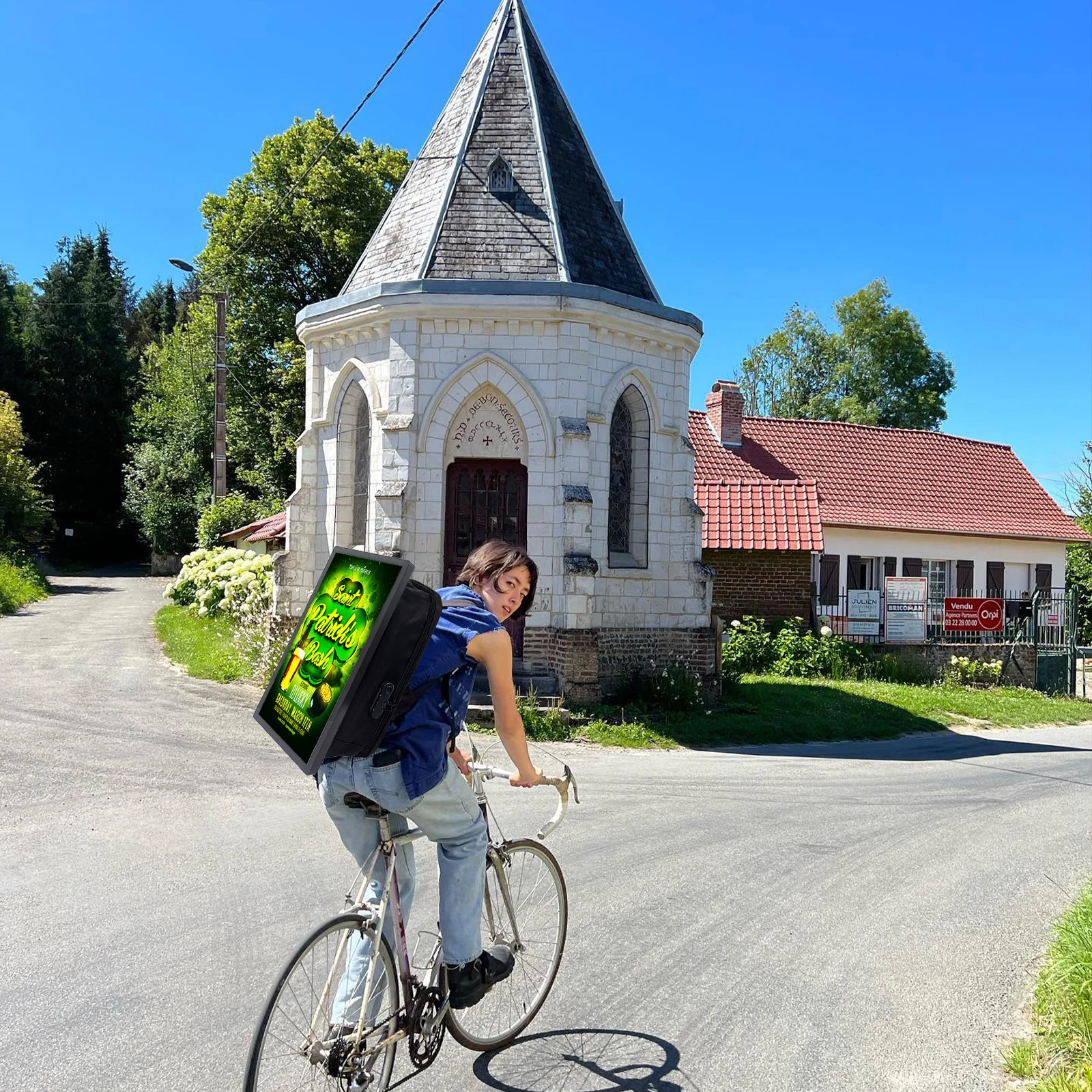 Outdoor Electronic Advertising Lcd Display Screen Led Backpack Mobile 21.5 27inch Outdoor Advertising Players