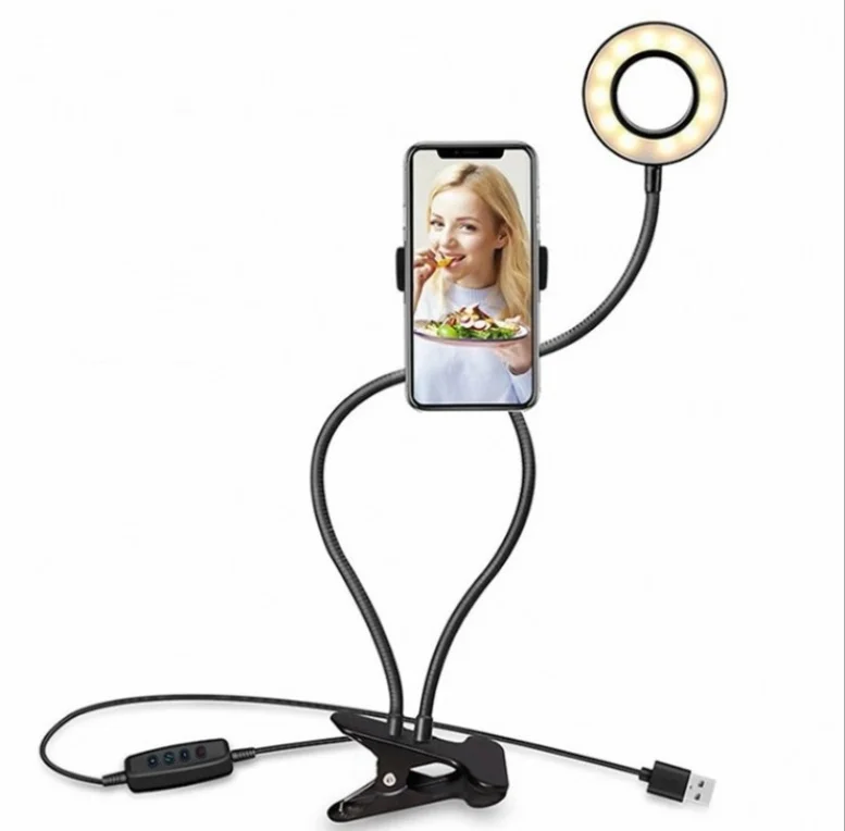 Universal Adjustable Desktop Mobile Phone Holder Flexible Selfie Ring Light Long Arm Cellphone Clip phone Holder factory