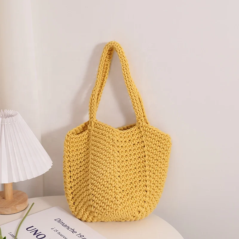 2024 handmade crocheted tote bag with long handle as girl gift box