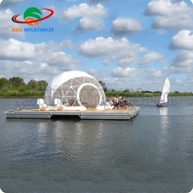 Customized Water Floating Geodesic Dome Tent ,  7m diameter Galvanized Steel Transparent Dome House